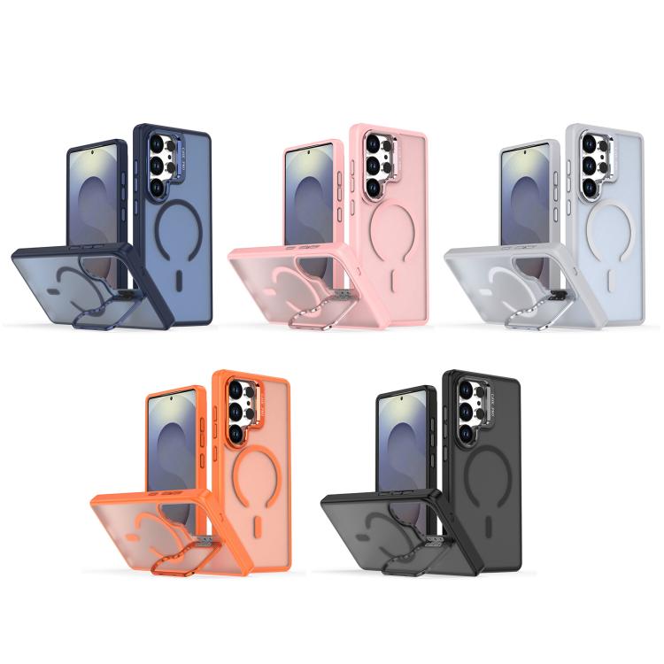 For Samsung Galaxy S25 Ultra 5G Bright Color Frosted Skin-feel Camera Bracket Magsafe Phone Case