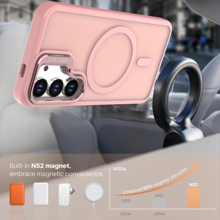 For Samsung Galaxy S25 Ultra 5G Bright Color Frosted Skin-feel Camera Bracket Magsafe Phone Case
