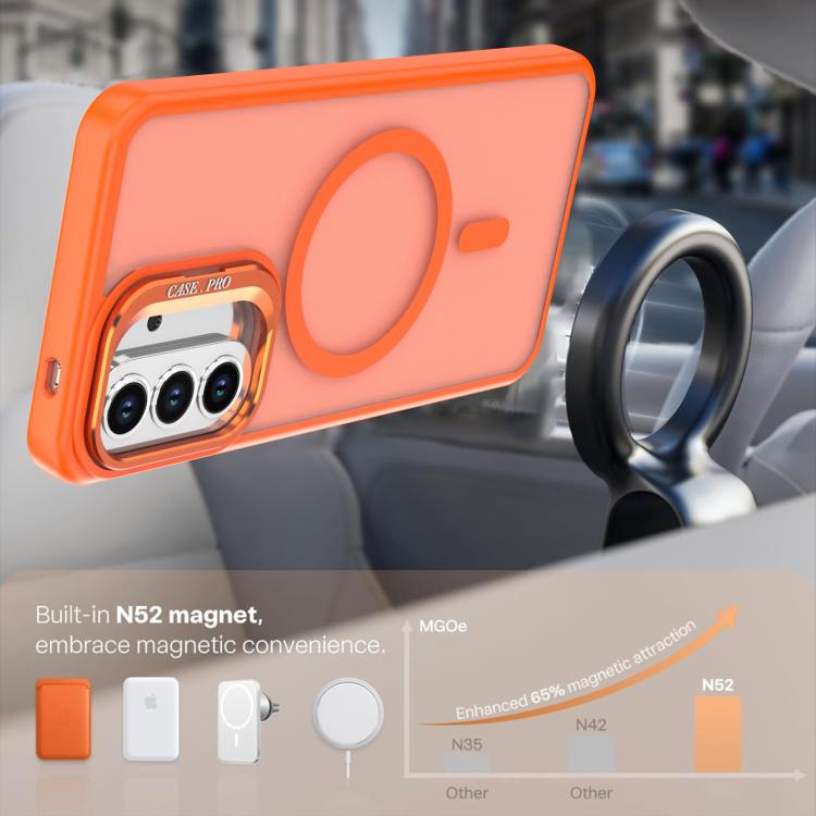 For Samsung Galaxy A15 5G Bright Color Frosted Skin-feel Camera Bracket Magsafe Phone Case