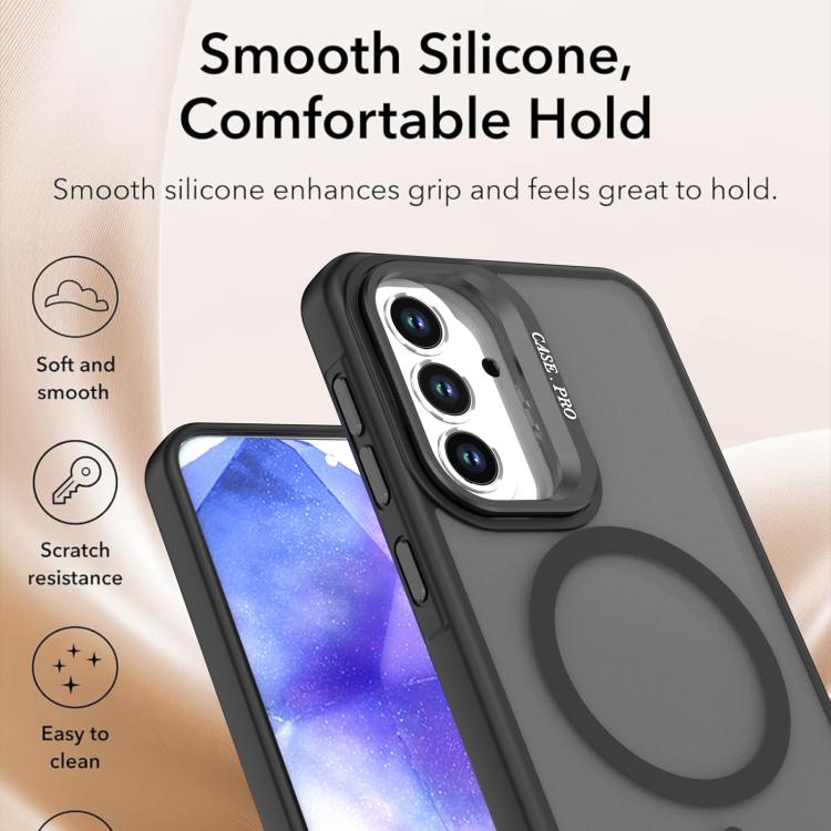 For Samsung Galaxy A25 5G Bright Color Frosted Skin-feel Camera Bracket Magsafe Phone Case