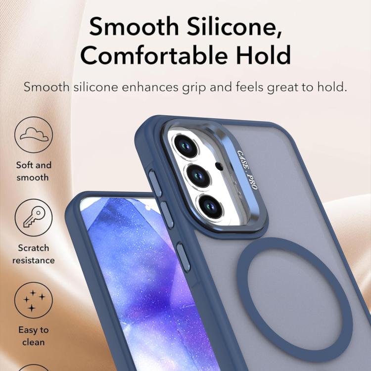 For Samsung Galaxy A25 5G Bright Color Frosted Skin-feel Camera Bracket Magsafe Phone Case