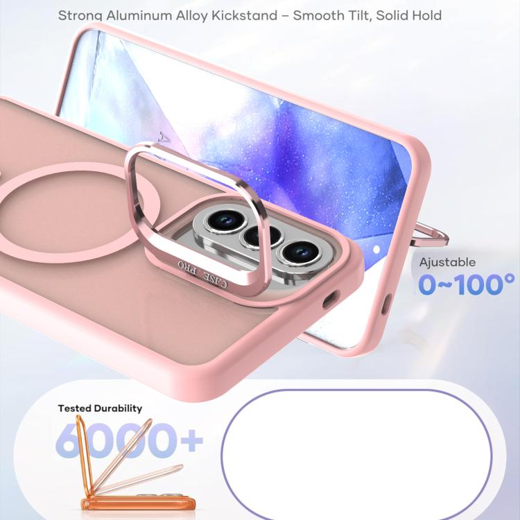 For Samsung Galaxy A34 5G Bright Color Frosted Skin-feel Camera Bracket Magsafe Phone Case
