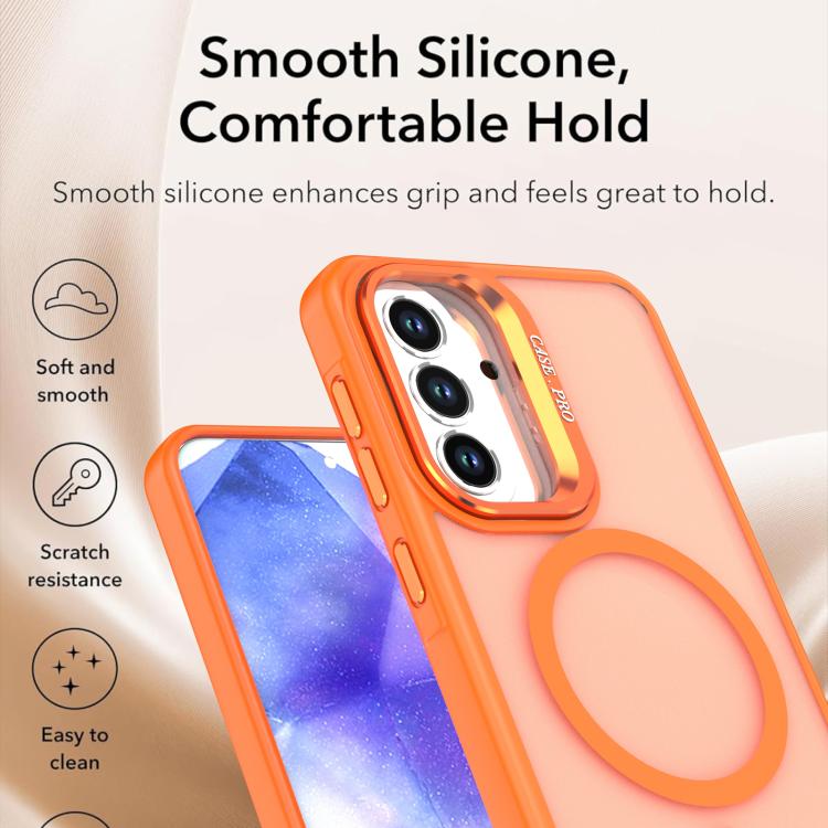 For Samsung Galaxy A55 5G Bright Color Frosted Skin-feel Camera Bracket Magsafe Phone Case