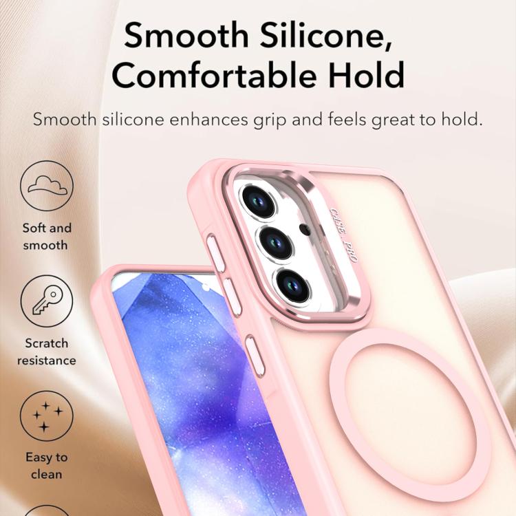 For Samsung Galaxy A55 5G Bright Color Frosted Skin-feel Camera Bracket Magsafe Phone Case