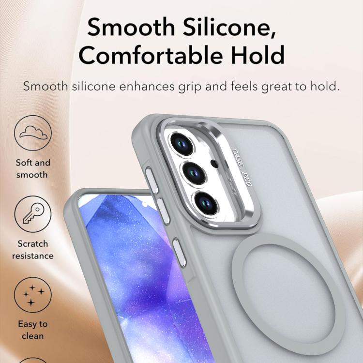 For Samsung Galaxy A55 5G Bright Color Frosted Skin-feel Camera Bracket Magsafe Phone Case