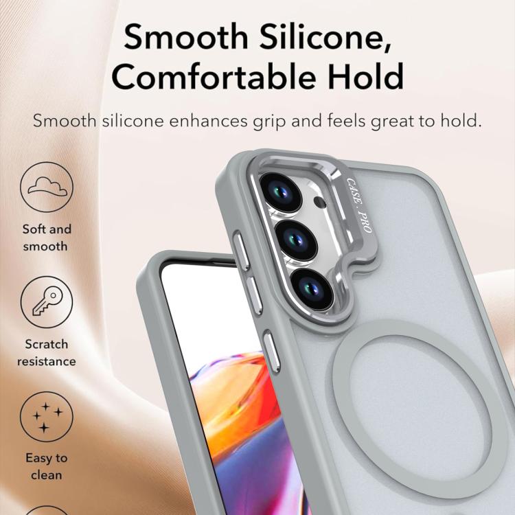 For Samsung Galaxy S23 FE 5G Bright Color Frosted Skin-feel Camera Bracket Magsafe Phone Case