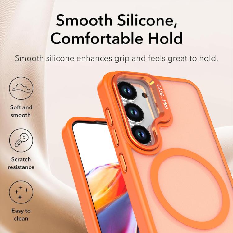 For Samsung Galaxy S23 5G Bright Color Frosted Skin-feel Camera Bracket Magsafe Phone Case