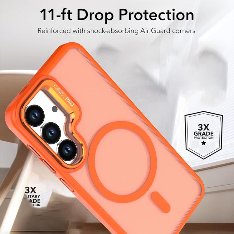 For Samsung Galaxy S25+ / S24+ 5G Bright Color Frosted Skin-feel Camera Bracket Magsafe Phone Case
