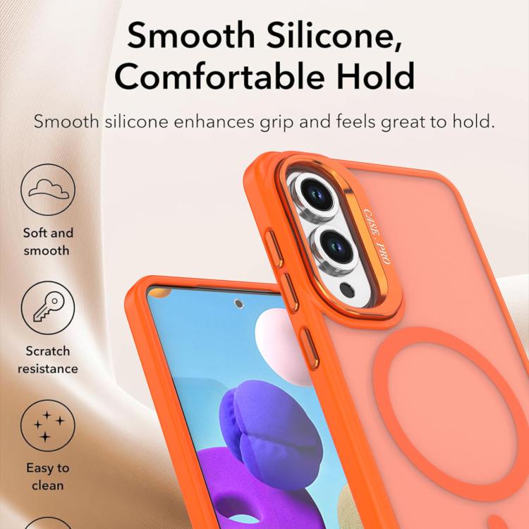 For Samsung Galaxy S25 Edge 5G Bright Color Frosted Skin-feel Camera Bracket Magsafe Phone Case
