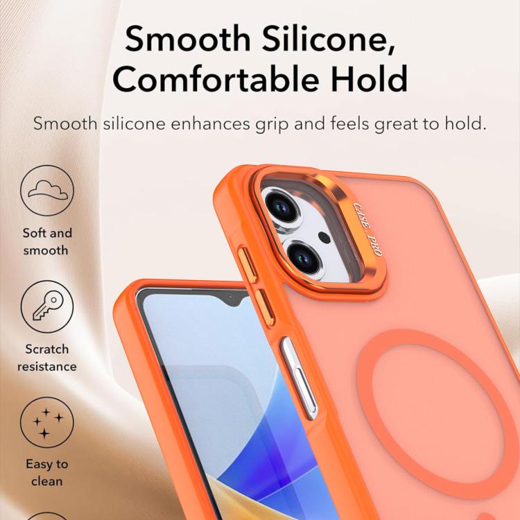 For Samsung Galaxy A06 4G / 5G Bright Color Frosted Skin-feel Camera Bracket Magsafe Phone Case