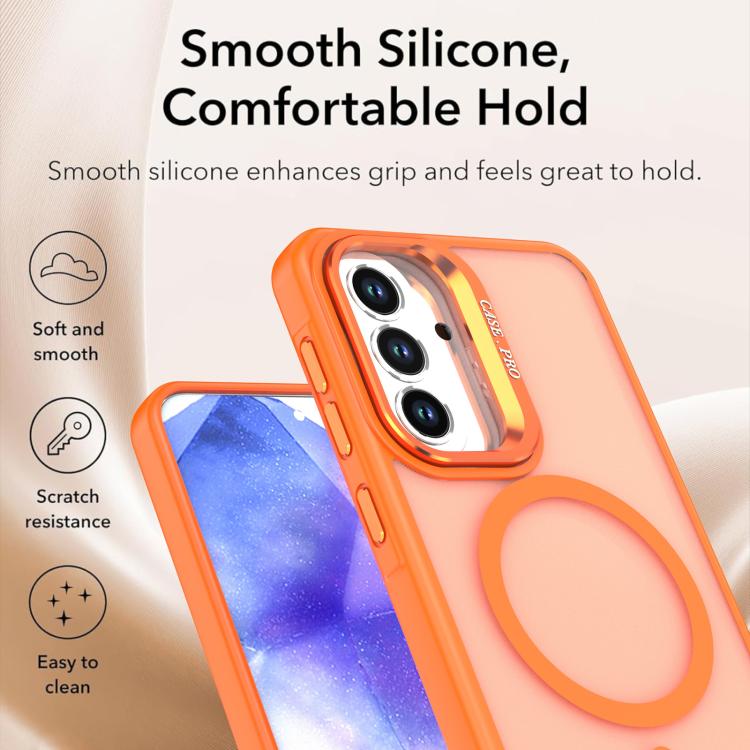 For Samsung Galaxy A17 5G Bright Color Frosted Skin-feel Camera Bracket Magsafe Phone Case