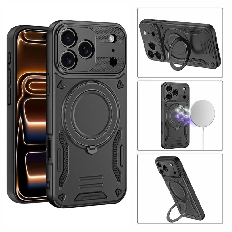 For iPhone 17 Pro Max MagSafe 2 in 1 TPU Phone Case with Rotating Holder