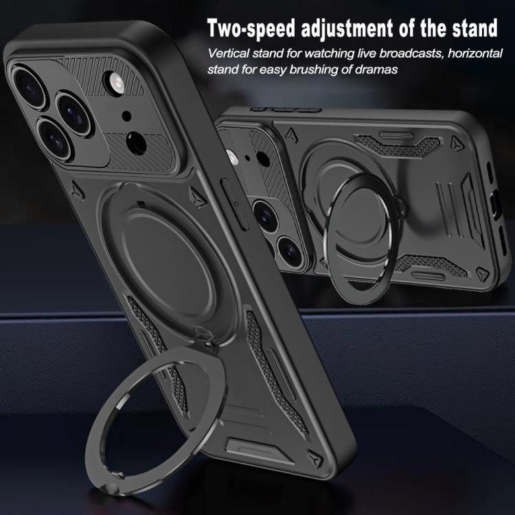 For iPhone 17 Pro Max MagSafe 2 in 1 TPU Phone Case with Rotating Holder