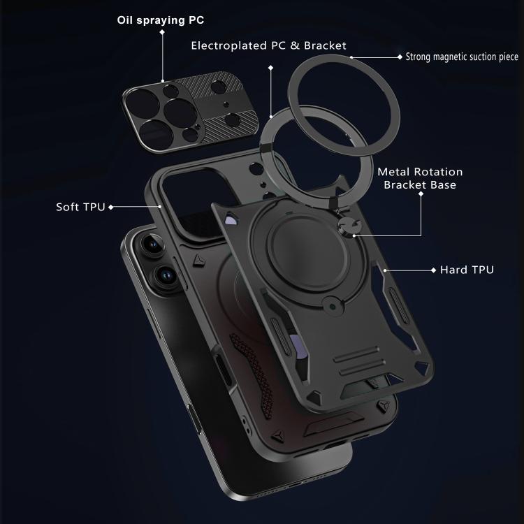 For iPhone 17 Pro Max MagSafe 2 in 1 TPU Phone Case with Rotating Holder
