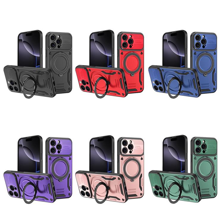 For iPhone 16 Pro Max MagSafe 2 in 1 TPU Phone Case with Rotating Holder