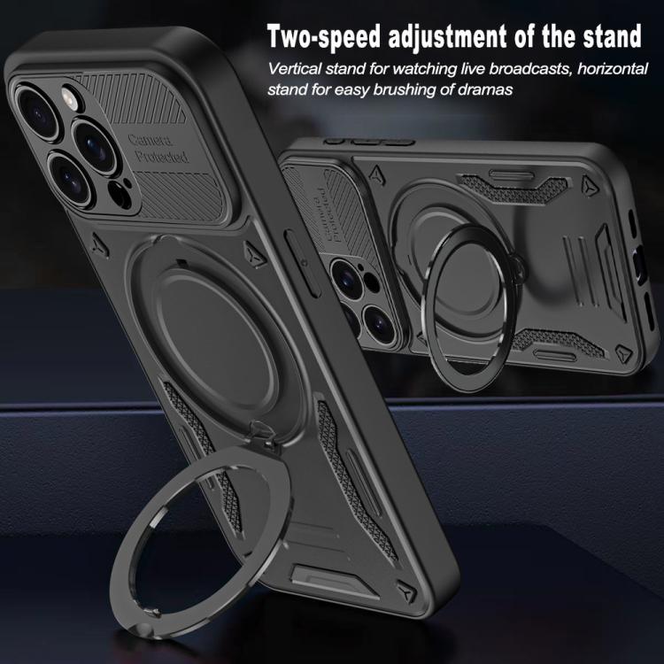 For iPhone 16 Pro Max MagSafe 2 in 1 TPU Phone Case with Rotating Holder