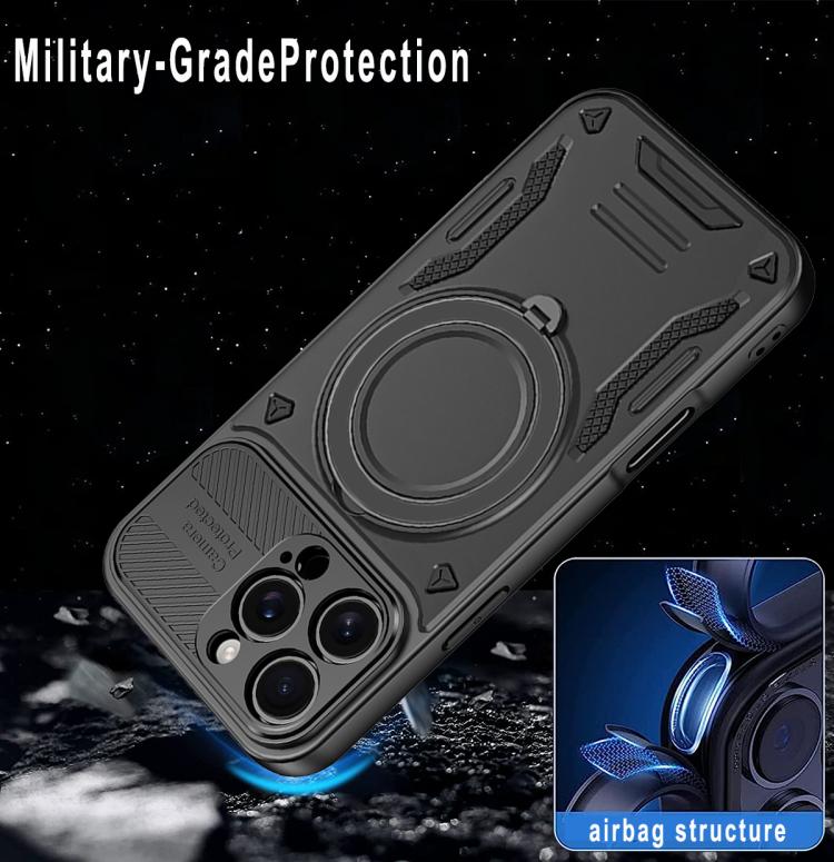 For iPhone 16 Pro Max MagSafe 2 in 1 TPU Phone Case with Rotating Holder