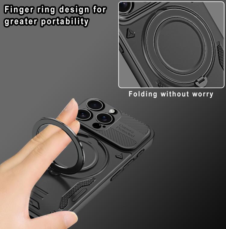 For iPhone 16 Pro Max MagSafe 2 in 1 TPU Phone Case with Rotating Holder