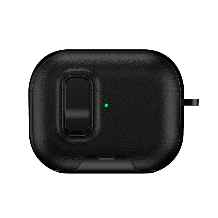 For AirPods Pro Litchi Texture Earphone Case with Holder & Security Lock