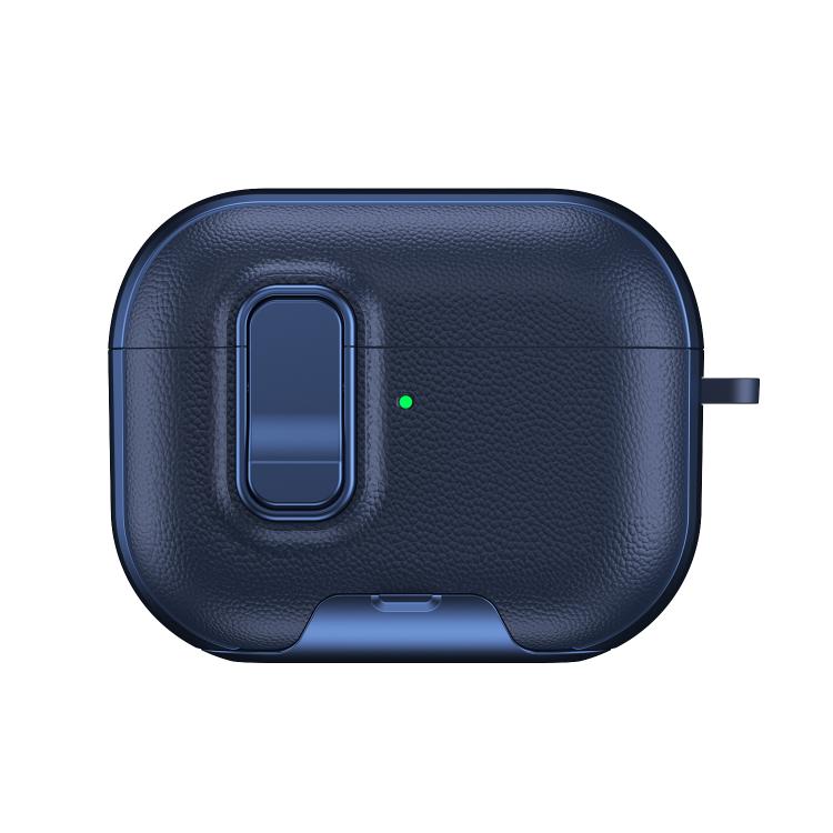 For AirPods Pro Litchi Texture Earphone Case with Holder & Security Lock