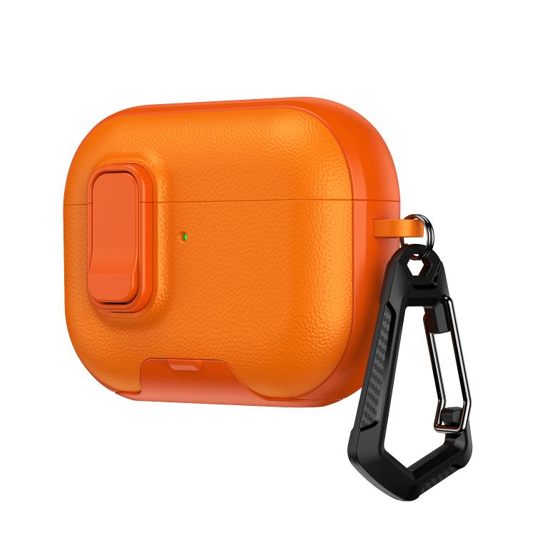 For AirPods Pro Litchi Texture Earphone Case with Holder & Security Lock