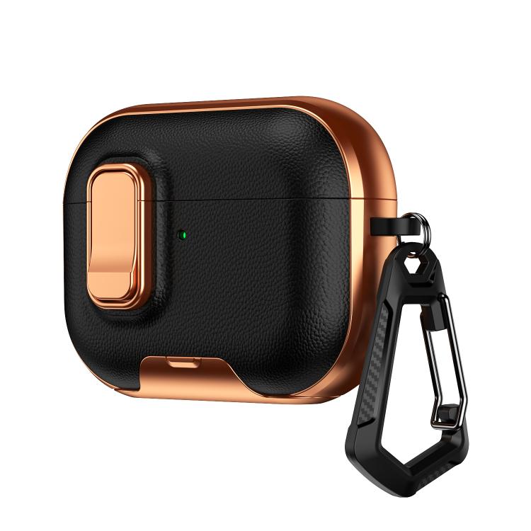 For AirPods Pro Litchi Texture Earphone Case with Holder & Security Lock