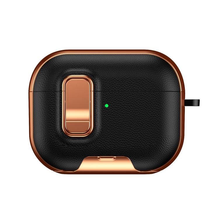 For AirPods Pro Litchi Texture Earphone Case with Holder & Security Lock
