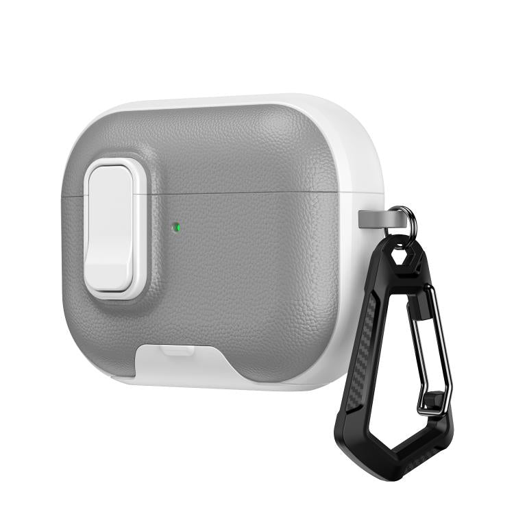 For AirPods Pro Litchi Texture Earphone Case with Holder & Security Lock
