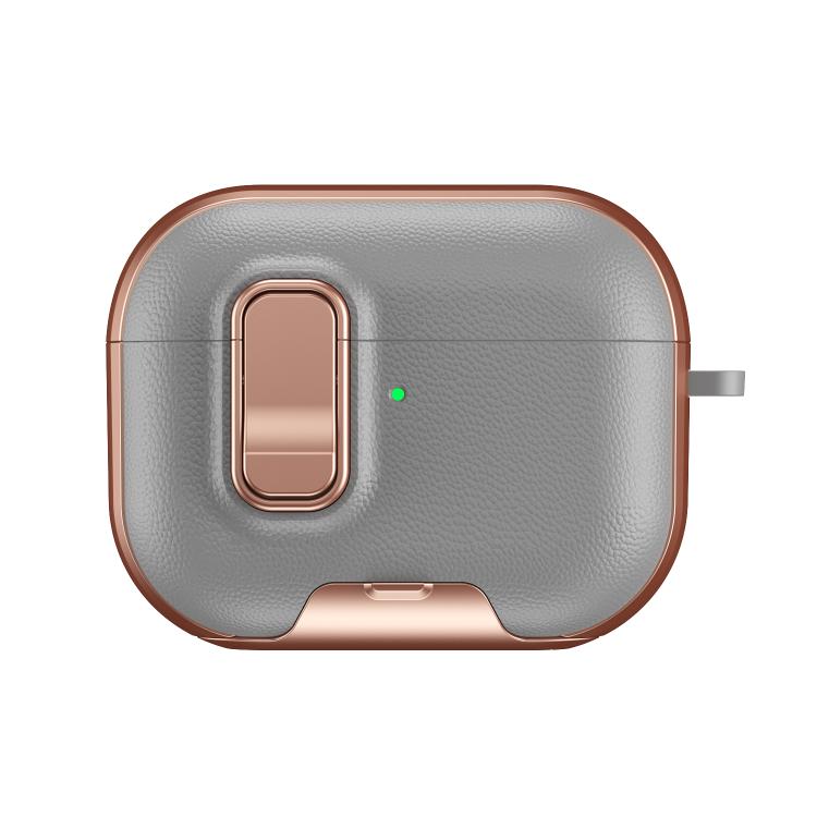 For AirPods Pro Litchi Texture Earphone Case with Holder & Security Lock
