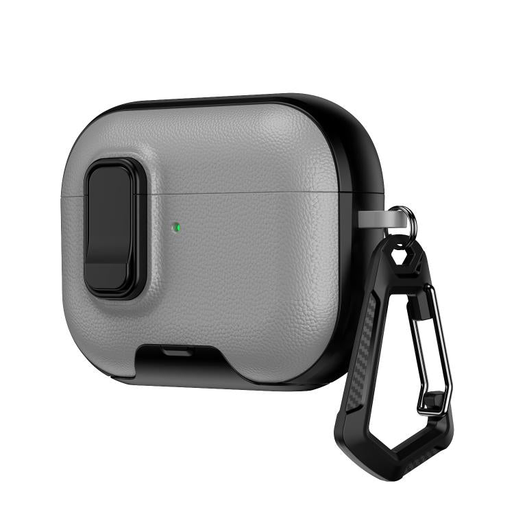 For AirPods Pro Litchi Texture Earphone Case with Holder & Security Lock