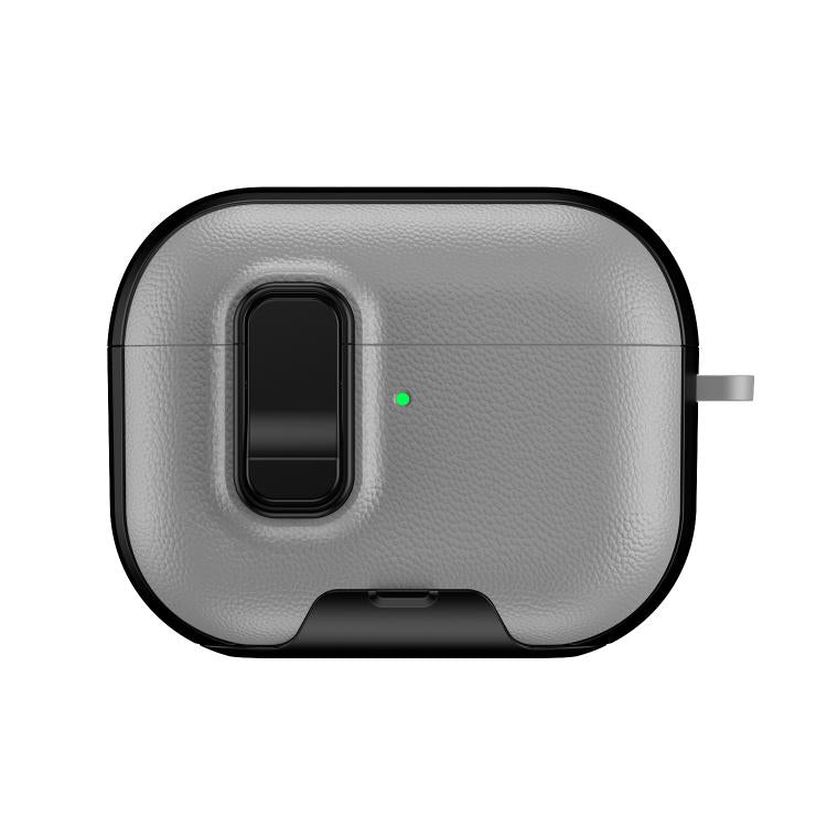 For AirPods Pro Litchi Texture Earphone Case with Holder & Security Lock