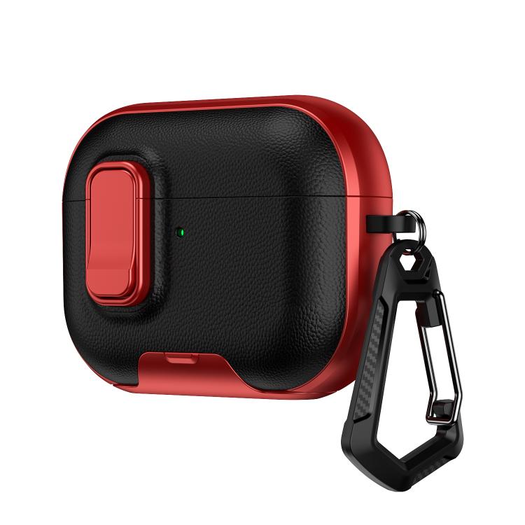 For AirPods Pro Litchi Texture Earphone Case with Holder & Security Lock
