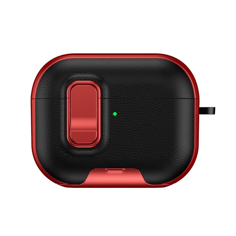 For AirPods Pro Litchi Texture Earphone Case with Holder & Security Lock