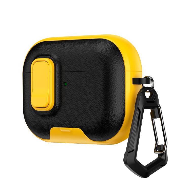 For AirPods Pro Litchi Texture Earphone Case with Holder & Security Lock