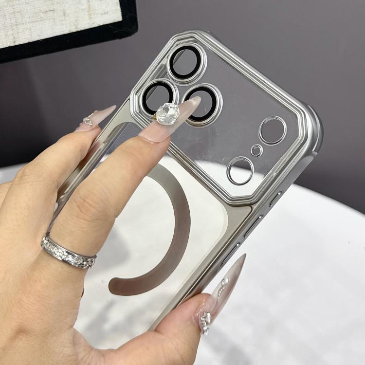 For iPhone 17 Pro Max Large Window Matte Electroplated TPU MagSafe Phone Case with Hand Strap