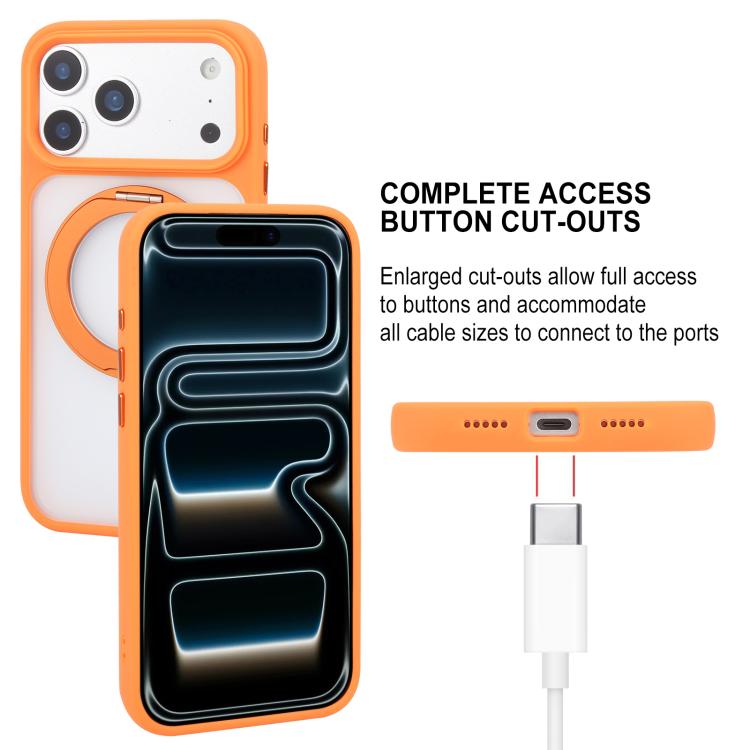 For iPhone 17 Pro GEBEI Jazz Series 360 Degree Rotation Holder Skin Feel Frosted MagSafe Phone Case