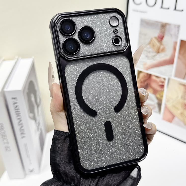 For iPhone 17 Pro Max Large Window Glitter Gradient Matte Electroplated TPU MagSafe Phone Case
