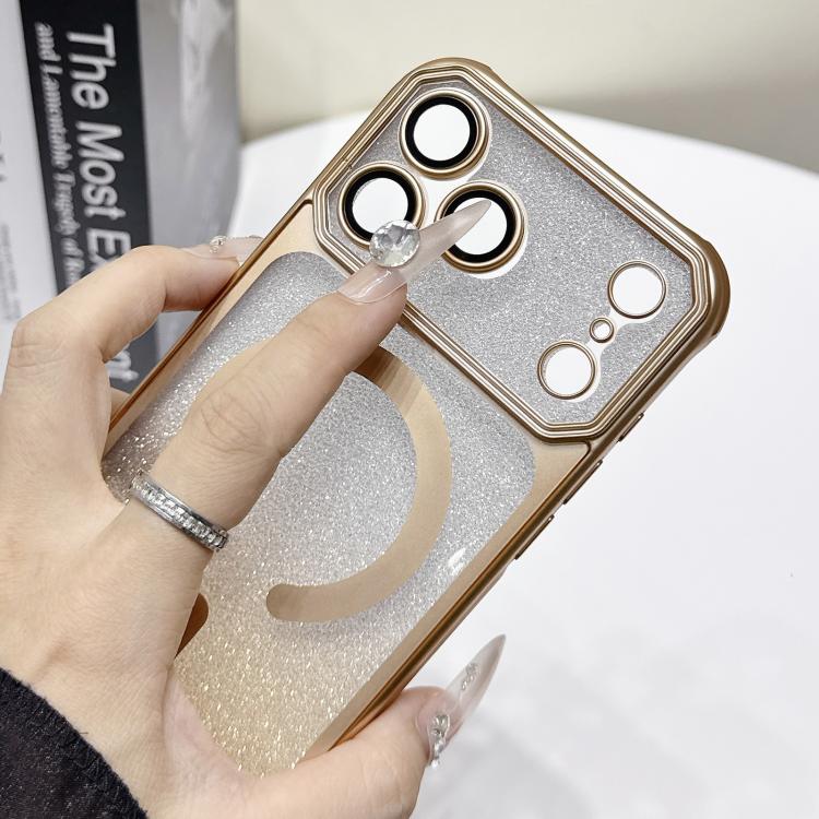 For iPhone 17 Pro Large Window Glitter Gradient Matte Electroplated TPU MagSafe Phone Case