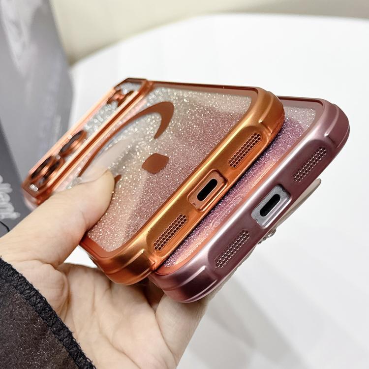 For iPhone 17 Pro Large Window Glitter Gradient Matte Electroplated TPU MagSafe Phone Case