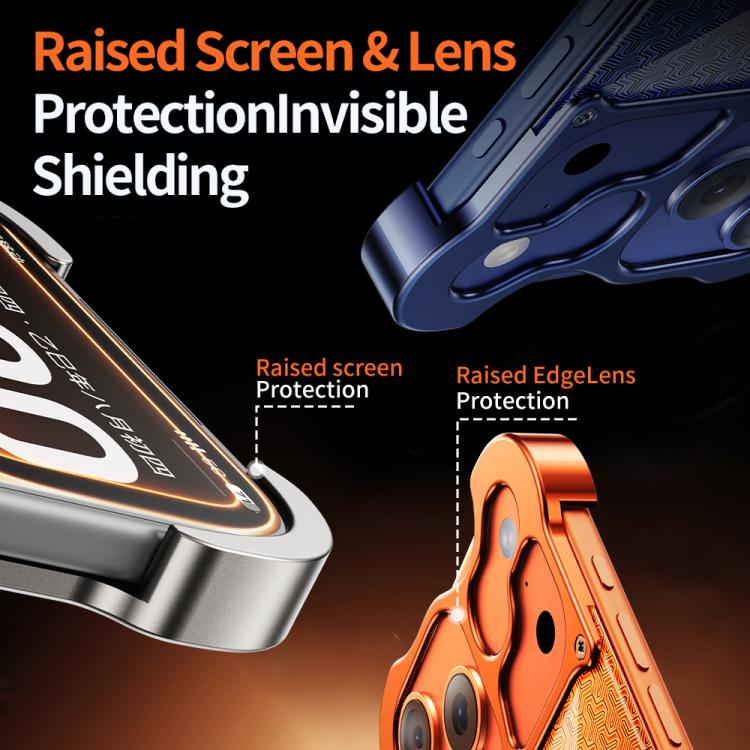 For iPhone 17 Pro Max Aluminum Alloy Borderless MagSafe Gilded Armor Pattern Phone Case