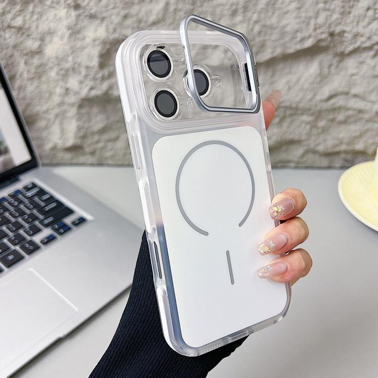 For iPhone 17 Pro Max Electroplated Lens Holder MagSafe PC Hybrid TPU Phone Case