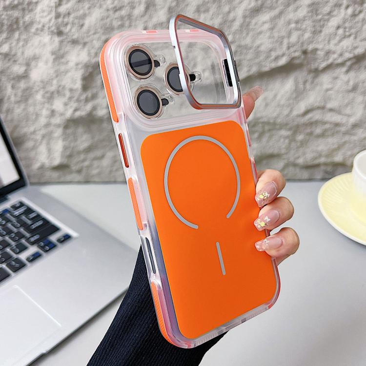 For iPhone 17 Pro Electroplated Lens Holder MagSafe PC Hybrid TPU Phone Case