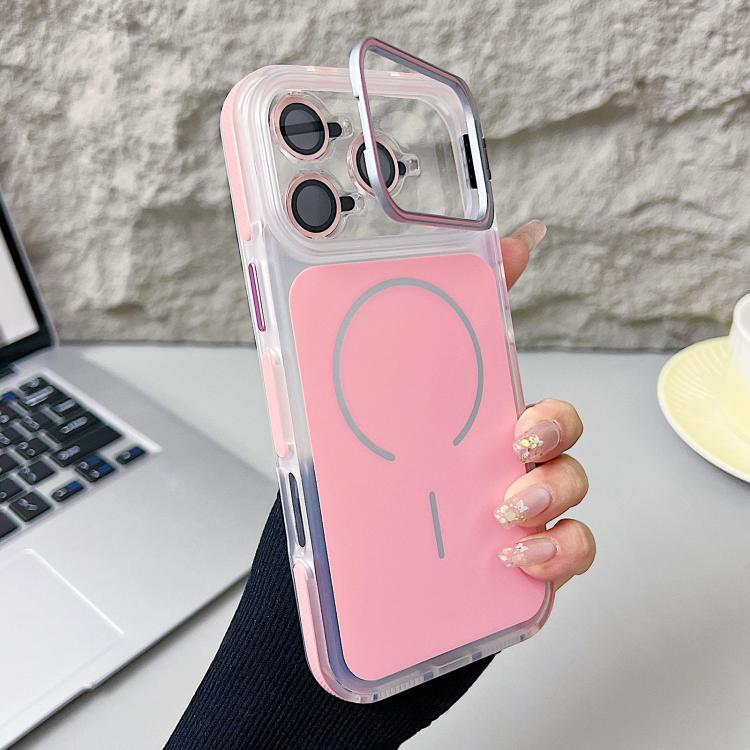 For iPhone 17 Pro Electroplated Lens Holder MagSafe PC Hybrid TPU Phone Case