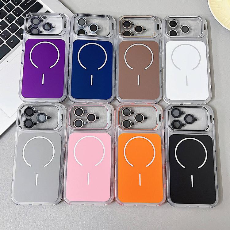 For iPhone 17 Pro Electroplated Lens Holder MagSafe PC Hybrid TPU Phone Case