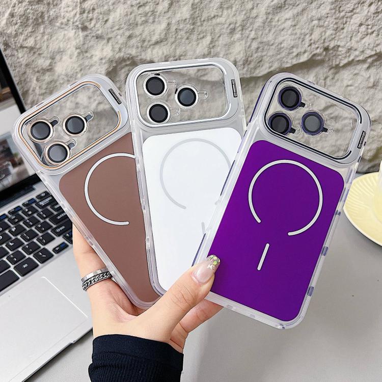 For iPhone 17 Pro Electroplated Lens Holder MagSafe PC Hybrid TPU Phone Case