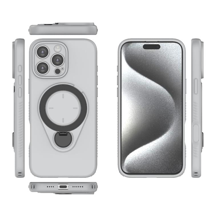 For iPhone 16 Pro Max Ring Shield MagSafe TPU Phone Case with 360 Degree Rotating Holder
