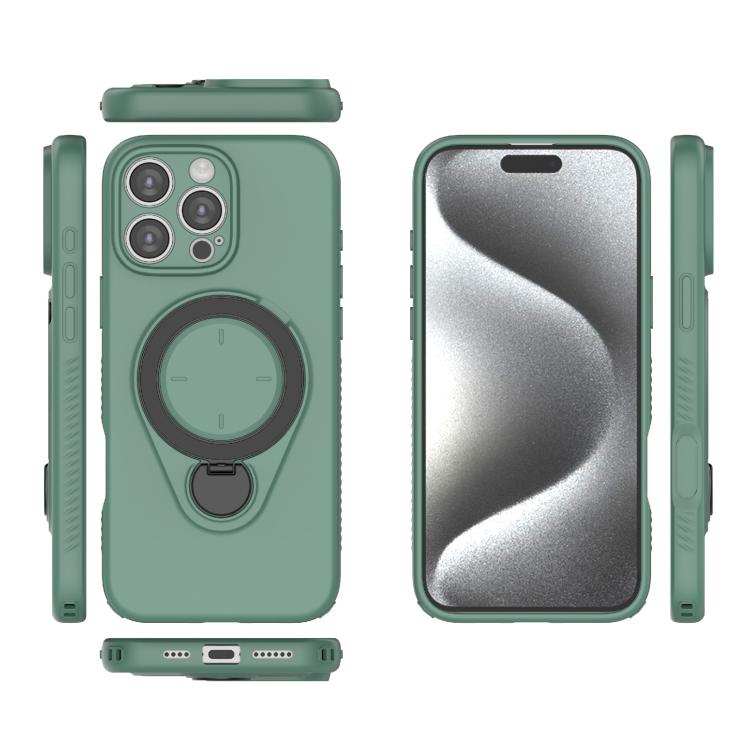 For iPhone 16 Pro Max Ring Shield MagSafe TPU Phone Case with 360 Degree Rotating Holder