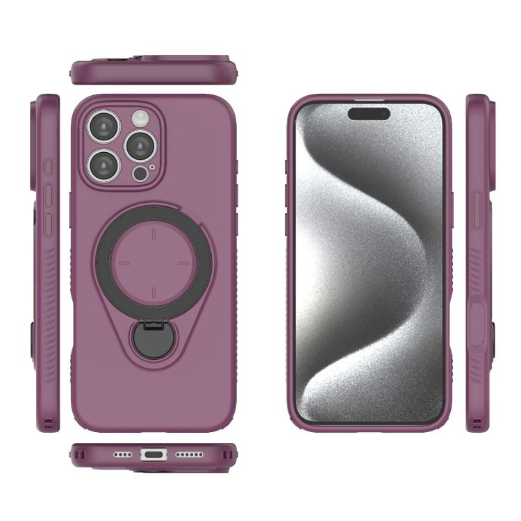 For iPhone 16 Pro Max Ring Shield MagSafe TPU Phone Case with 360 Degree Rotating Holder