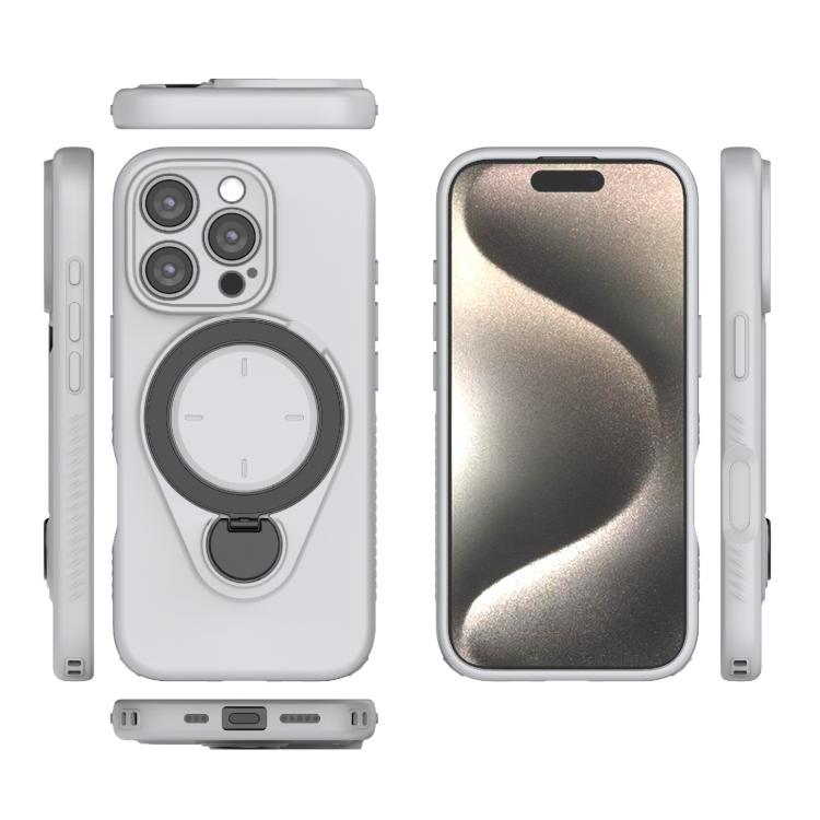 For iPhone 16 Pro Ring Shield MagSafe TPU Phone Case with 360 Degree Rotating Holder