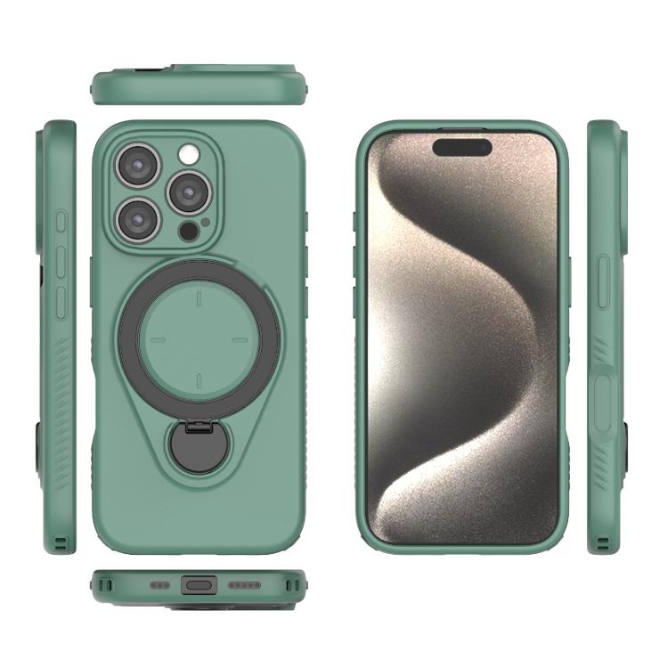 For iPhone 16 Pro Ring Shield MagSafe TPU Phone Case with 360 Degree Rotating Holder